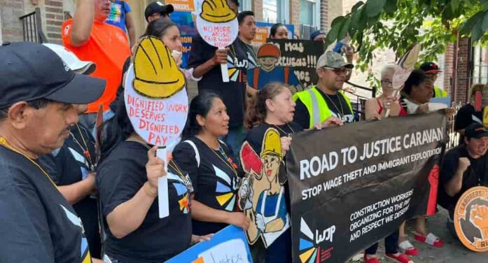 Worker’s Justice Project Leads Road to Justice Caravan to Confront Employers Across the City Over $100,000 in Unpaid Wages for Immigrant Workers